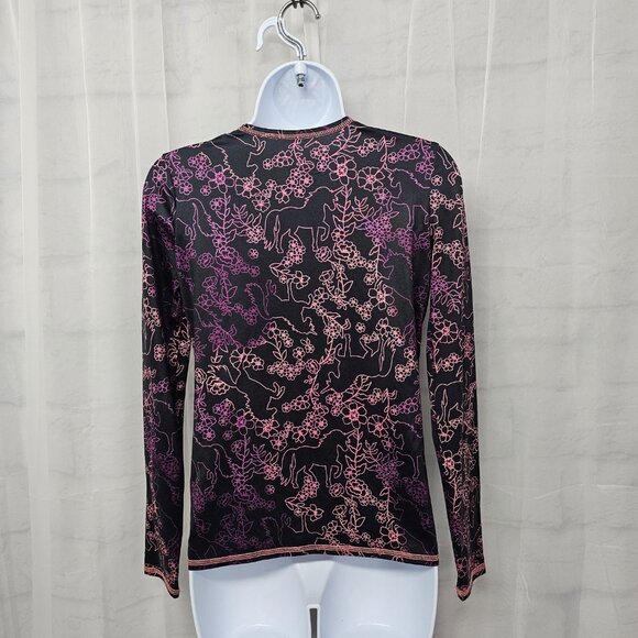 Cuddl Duds Top Black Pink Unicorn Casual Fairy Goth Punk L - Picture 6 of 9